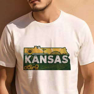 T-shirt Voyage Rétro Icône Graphique Kansas Iconique