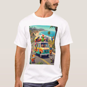 T-shirt Voyage sur la route avec des amis animaux