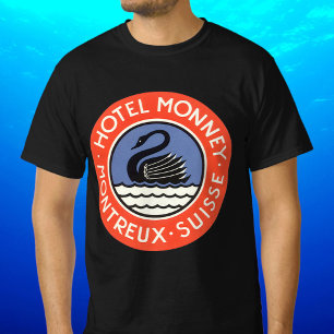 T-shirt Voyage Vintage, Hôtel Monney Suisse Swan Bird