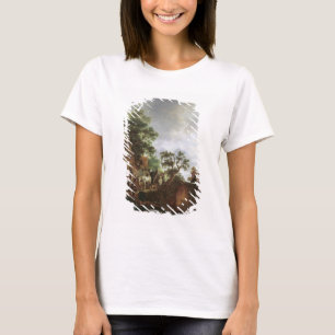 T-shirt Voyageurs par une auberge (huile sur la toile)
