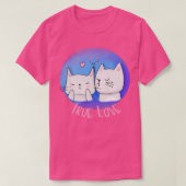 T-shirt Vrai Amour avec les Chats et un baiser (Design devant)