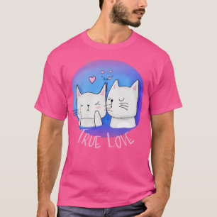 T-shirt Vrai Amour avec les Chats et un baiser