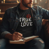 T-shirt Vrai amour Os crâniens et Fleur rouge