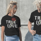 T-shirt Vrai amour Os crâniens et Fleur rouge