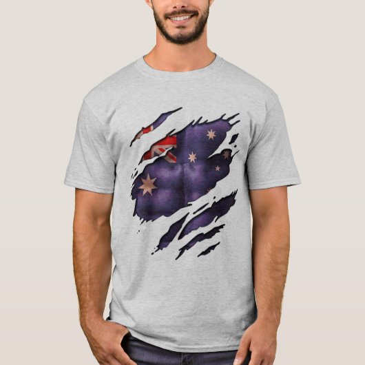 T-shirt Vrai couleurs Aussie Drapeau Tear (Devant)