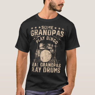 T-shirt Vrai Grand-Père Joue de la Batterie Drummer Drôle 