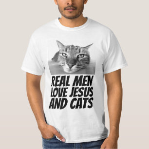T-SHIRT VRAI HOMME AIME JÉSUS & CHATS CHAT CHRÉTIEN T-SHIR