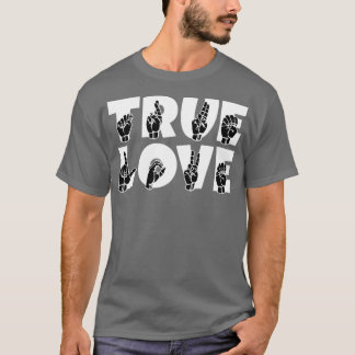T-shirt VRAI LOVE texte et ASL Langue des signes conceptio