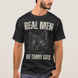 T-shirt Vrais Hommes Aime Tabby Chats Papa Drôle Vintage