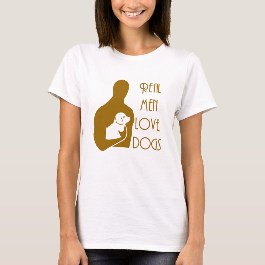 T-shirt vrais hommes aiment les chiens (Devant)