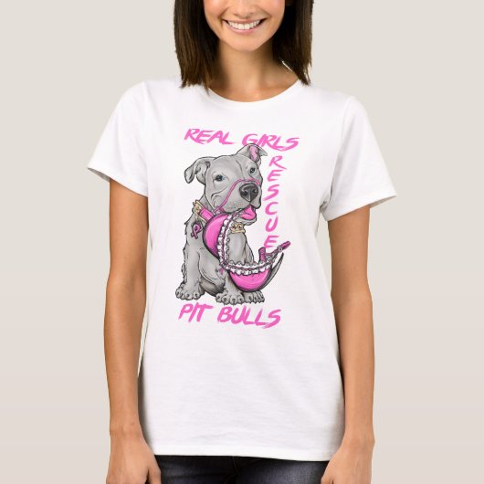 T-shirt Vrais pitbulls de délivrance de filles (Devant)