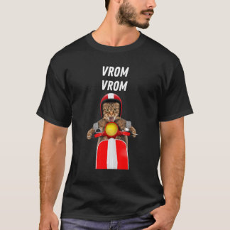 T-shirt Vrom Vrom Chat Fou Course de Moto Feline Cool