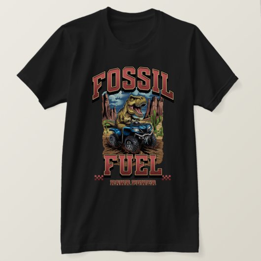 T-shirt VTT T-Rex carburant fossile hors route (Design devant)