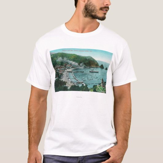 T-shirt Vue aérienne d'Avalon et de baie (Devant)