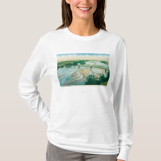 T-shirt Vue aérienne de la rivière et du pont (Devant)