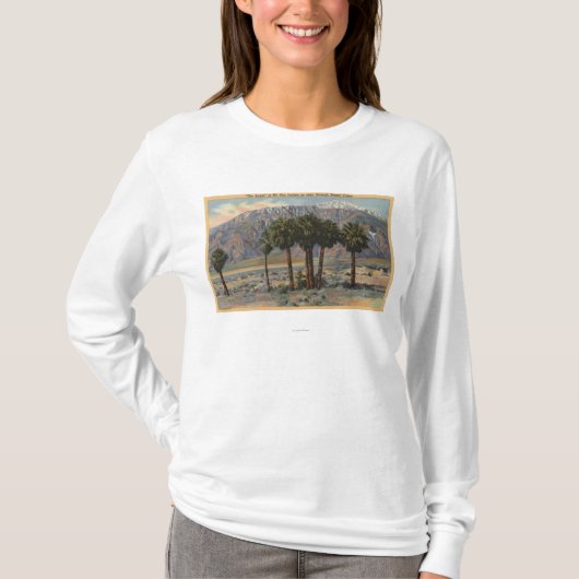 T-shirt Vue d'ange de Mt. San Jacinto par des palmiers (Devant)