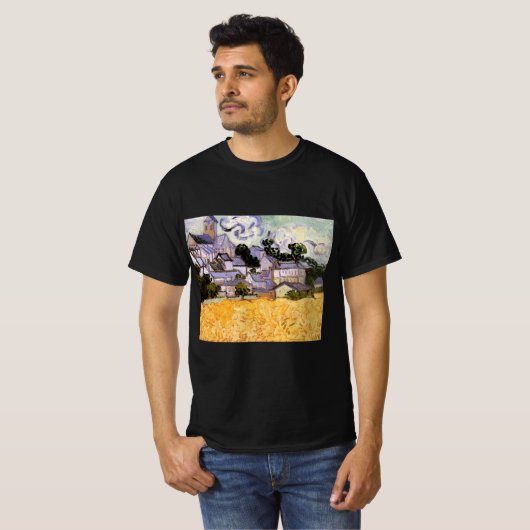 T-shirt Vue d'Auvers avec l'église par Vincent van Gogh (Devant entier)