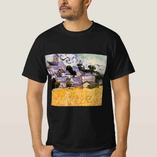 T-shirt Vue d'Auvers avec l'église par Vincent van Gogh (Devant)