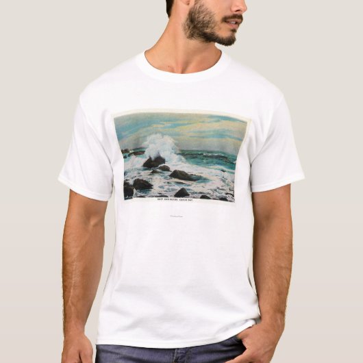 T-shirt Vue de baie de Casco du surf et des roches (Devant)