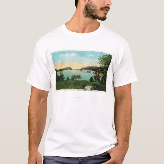 T-shirt Vue de bateau de Boston entrant dans les étroits (Devant)