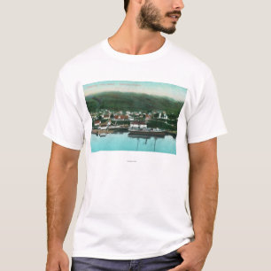 T-shirt Vue de bord de mer de la ville et du vapeur