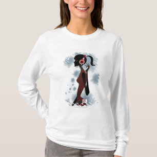 T-shirt Vue de côté de la musique de écoute de femme