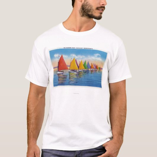 T-shirt Vue de la flotte de voilier d'arc-en-ciel (Devant)