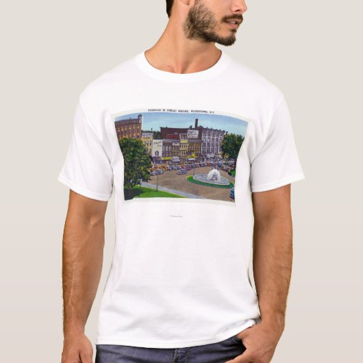 T-shirt Vue de la fontaine de place publique (Devant)