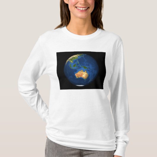 T-shirt Vue de la Terre entière montrant Indonésie, Océan (Devant)