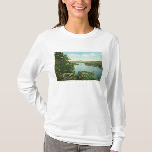 T-shirt Vue de lac inférieur Saranac d'île de bluff (Devant)