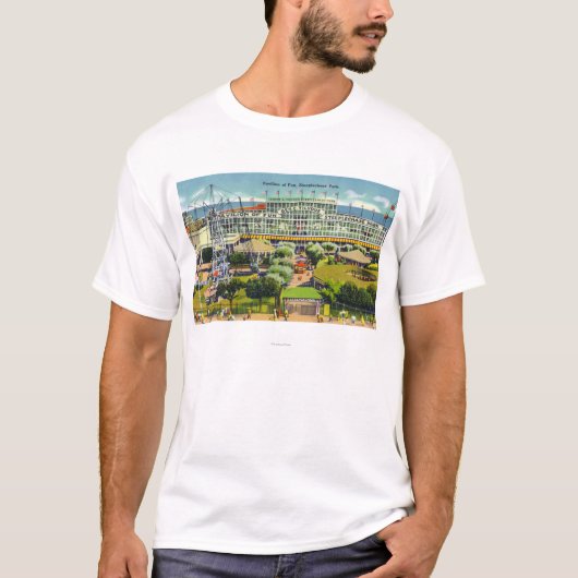 T-shirt Vue de parc de course d'obstacles de pavillon (Devant)