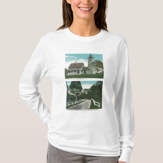 T-shirt Vue de phare de Champlain de lac (Devant)