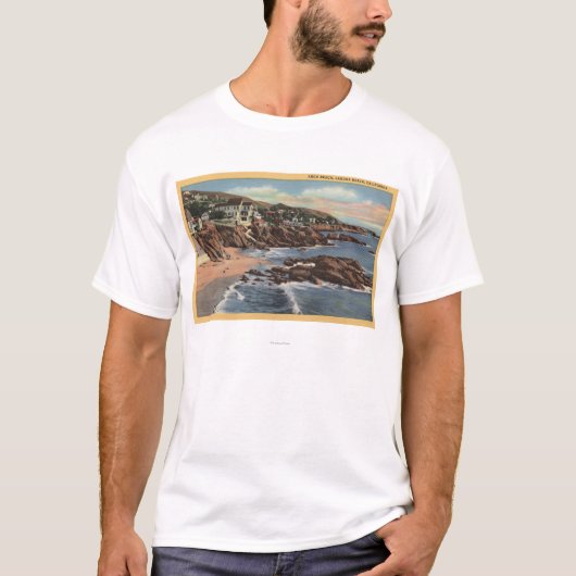 T-shirt Vue de plage de voûte avec des maisons (Devant)