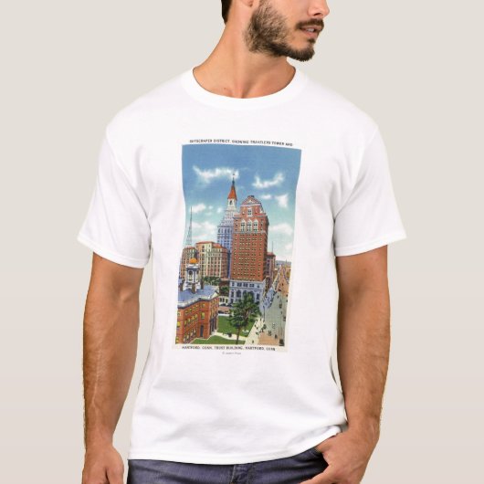 T-shirt Vue de tour de bâtiment et de voyageurs de (Devant)
