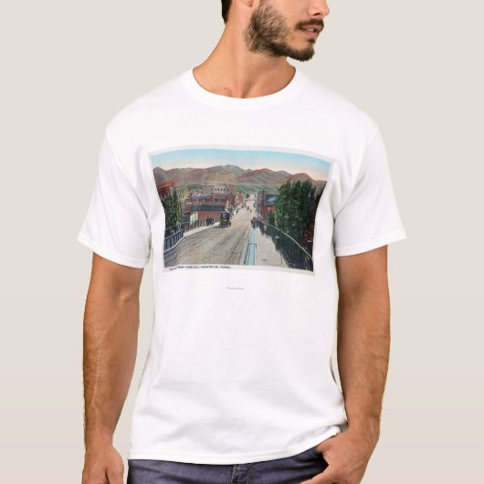 T-shirt Vue de viaduc de StreetPocatello central, (Devant)