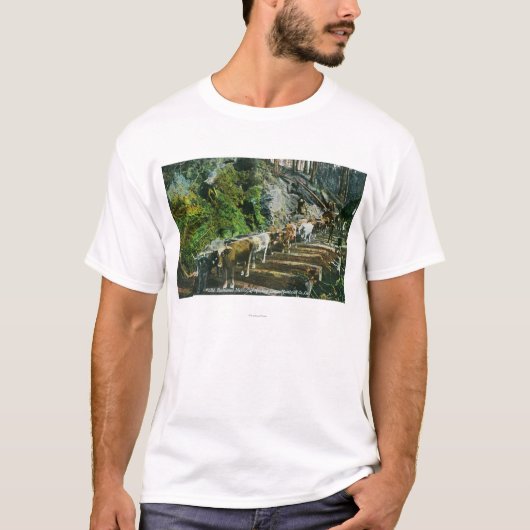 T-shirt Vue des Boeuf-Équipes transportant des rondins (Devant)