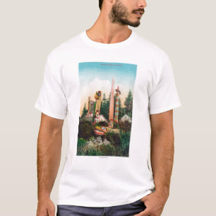 T-shirt Vue des tombes et des mâts totémiques indiens