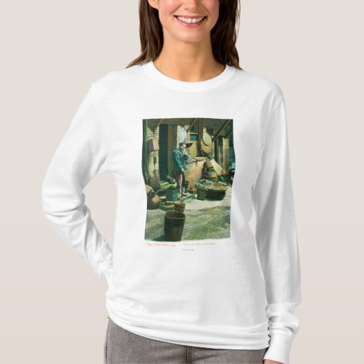 T-shirt Vue d'un homme fumant hors de son tuyau (Devant)