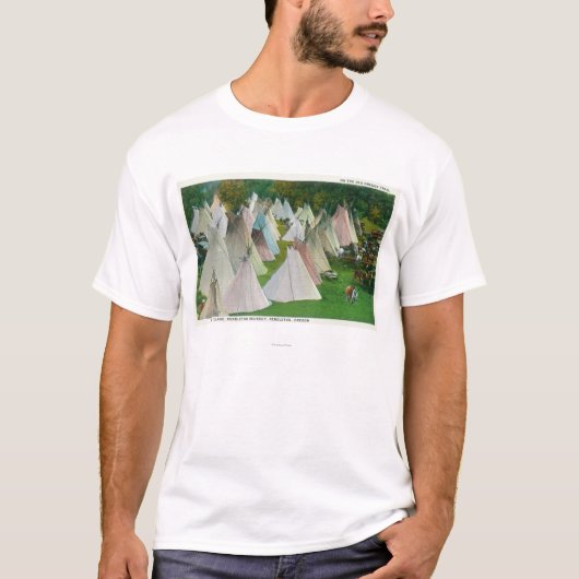 T-shirt Vue d'un village et d'un Pendleton indiens (Devant)