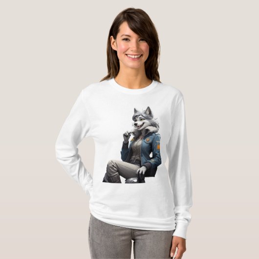 T-shirt vue d'Une peau grise anthropomorphique furie femal (Devant entier)