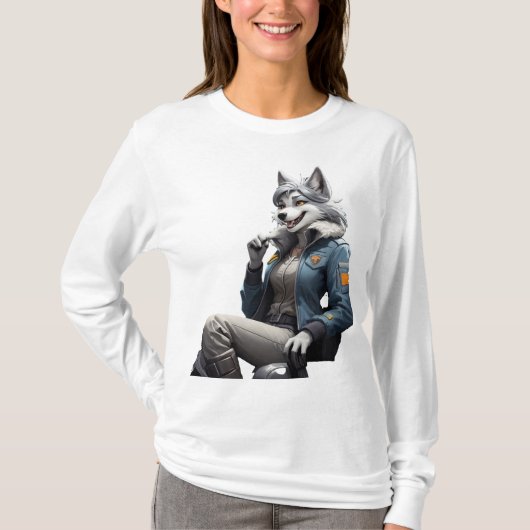 T-shirt vue d'Une peau grise anthropomorphique furie femal (Devant)