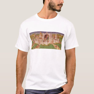 T-shirt Vue d'une ville avec des travailleurs pavant des