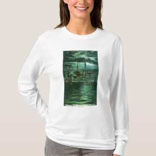 T-shirt Vue éclairée par la lune de l'hôtel de bateau d