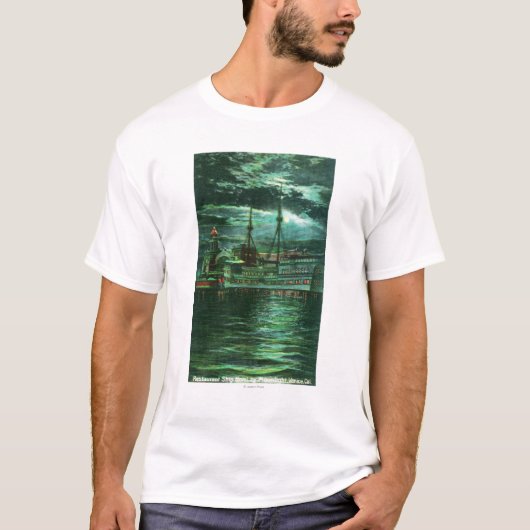 T-shirt Vue éclairée par la lune de l'hôtel de bateau de (Devant)