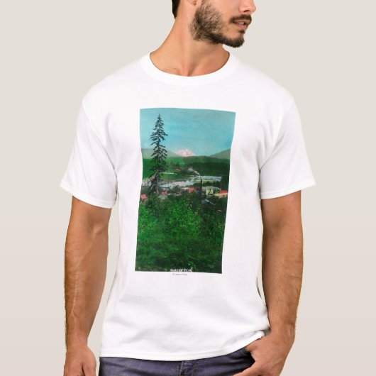 T-shirt Vue éloignée de crête et de ville de glacier (Devant)