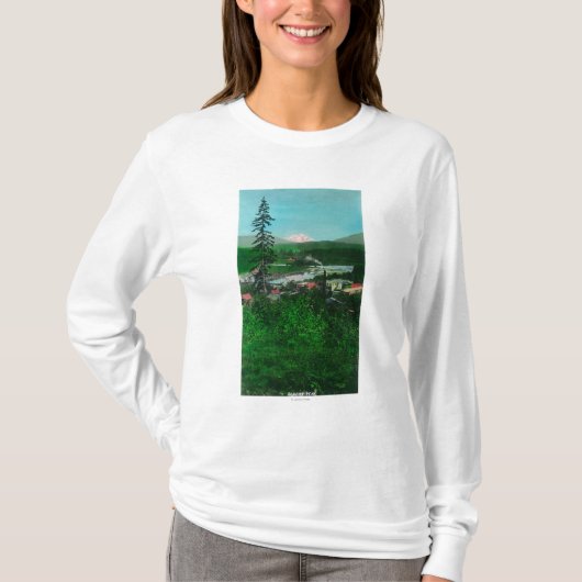 T-shirt Vue éloignée de crête et de ville de glacier (Devant)