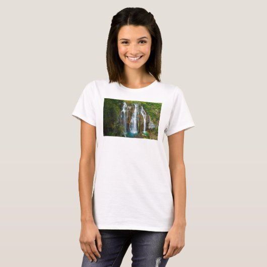 T-shirt Vue en hauteur sur la cascade, Croatie (Devant entier)