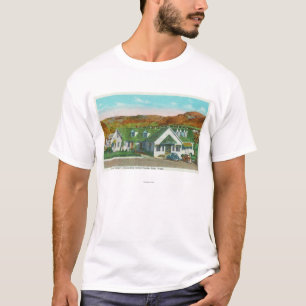 T-shirt Vue extérieure de la hutte verte Caf�