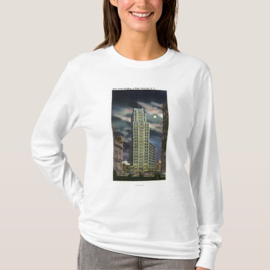 T-shirt Vue extérieure du bâtiment de tour d'état la nuit (Devant)