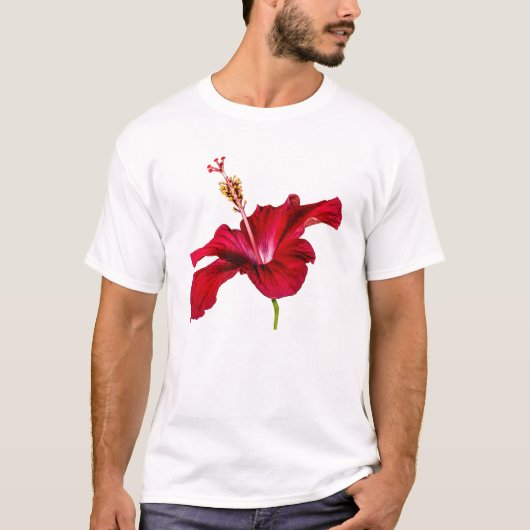 T-shirt Vue latérale de l'Hibiscus rouge (Devant)